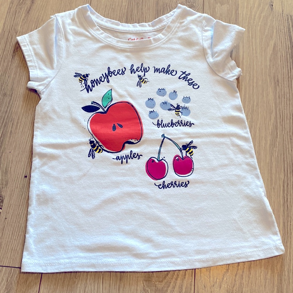 Cat & Jack 5T Fruit & Honeybees Graphic Tee 🍎🐝🍒🫐